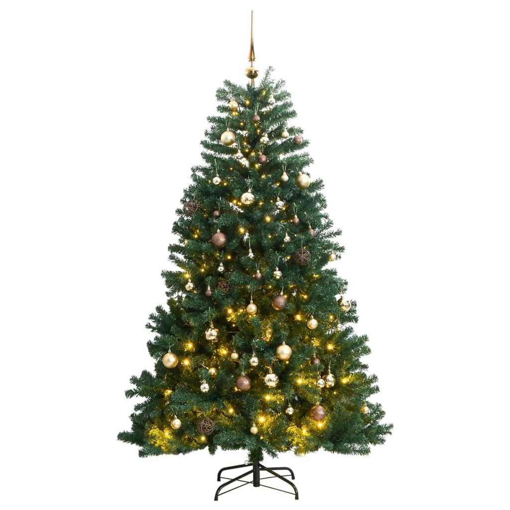 Albero Natale Incernierato con 300 LED e Palline 180 cm 3210128