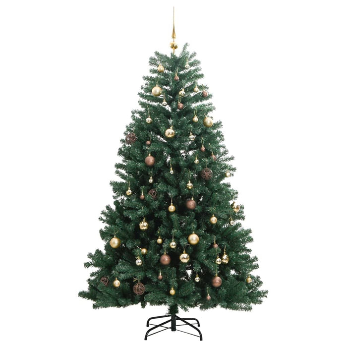 Albero Natale Incernierato con 300 LED e Palline 180 cm 3210128