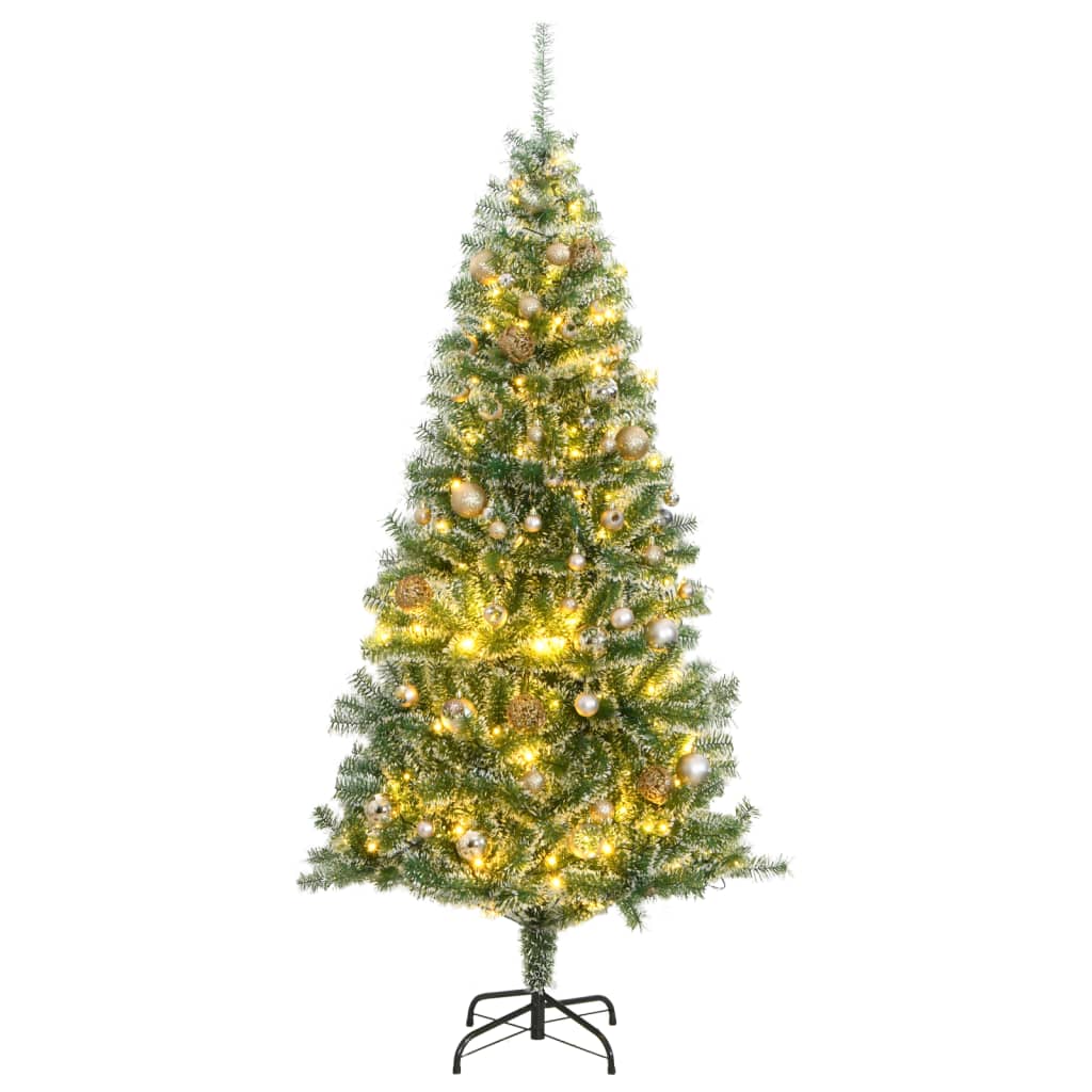 Albero di Natale Artificiale con 300 LED Palline e Neve 180 cmcod mxl 107882