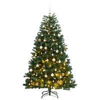 Albero Natale Incernierato con 300 LED e Palline 180 cm 3210146