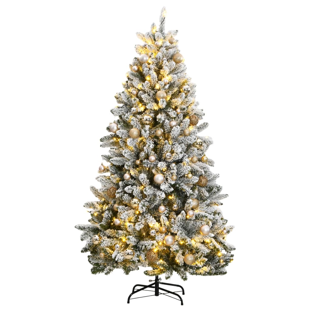 Albero Natale Incernierato con 300 LED e Palline 210 cm 3210157