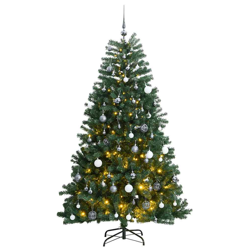 Albero Natale Incernierato con 300 LED e Palline 180 cm 3210164