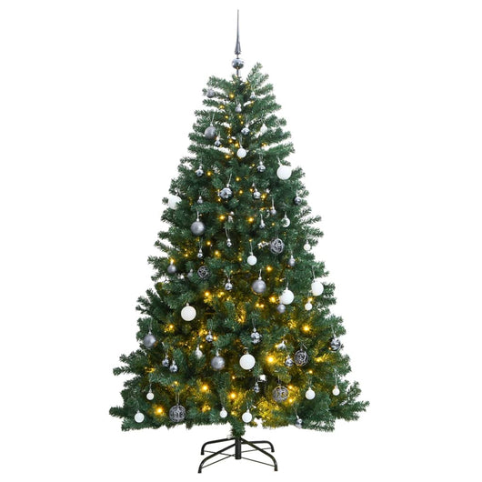 Albero Natale Incernierato con 300 LED e Palline 180 cm 3210164