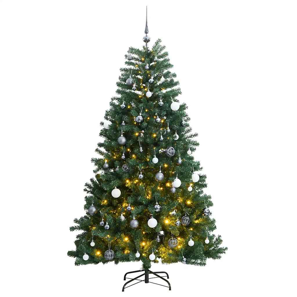 Albero Natale Incernierato con 300 LED e Palline 210 cm 3210165