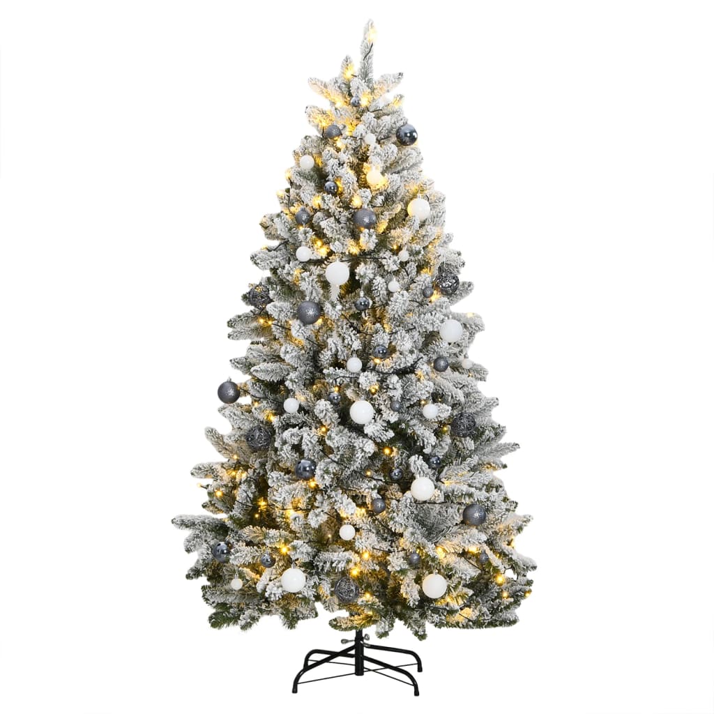 Albero Natale Incernierato con 300 LED e Palline 180 cm 3210174