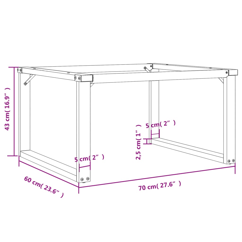 Telaio Gambe a O per Tavolino da Salotto 70x60x43 cm in Ghisa 357873