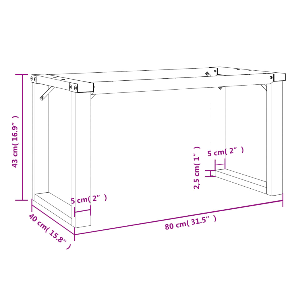 Telaio Gambe a O per Tavolino da Salotto 80x40x43 cm in Ghisa 357876