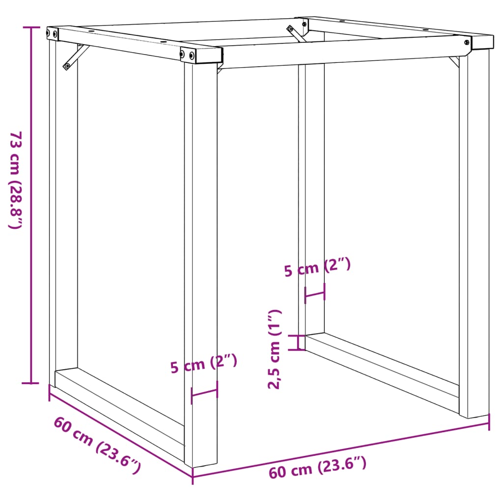 Telaio Gambe a O per Tavolo da Pranzo 60x60x73 cm in Ghisa 357883