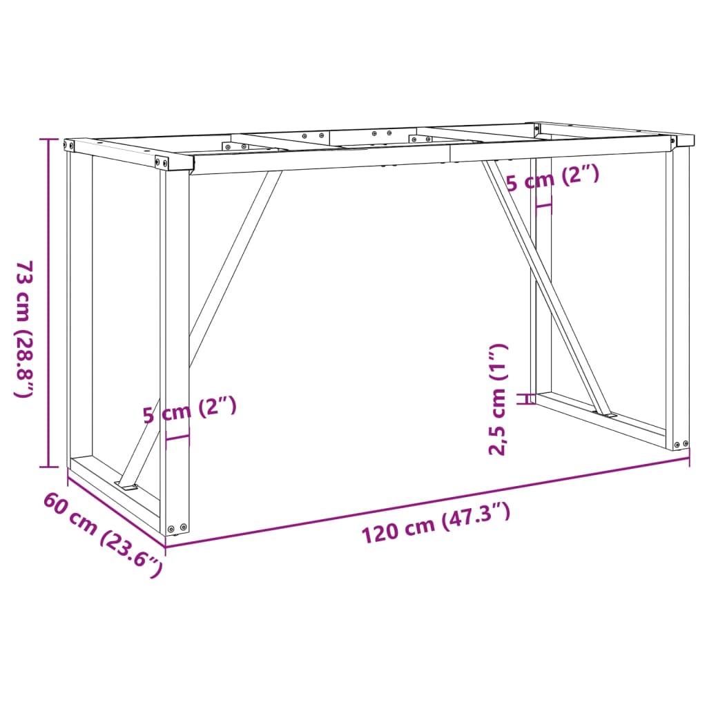 Telaio Gambe a O per Tavolo da Pranzo 120x60x73 cm in Ghisa 357886