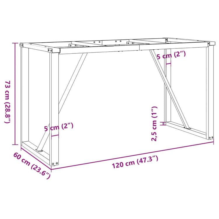 Telaio Gambe a O per Tavolo da Pranzo 120x60x73 cm in Ghisa 357886