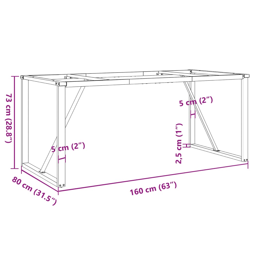 Telaio Gambe a O per Tavolo da Pranzo 160x80x73 cm in Ghisa 357888