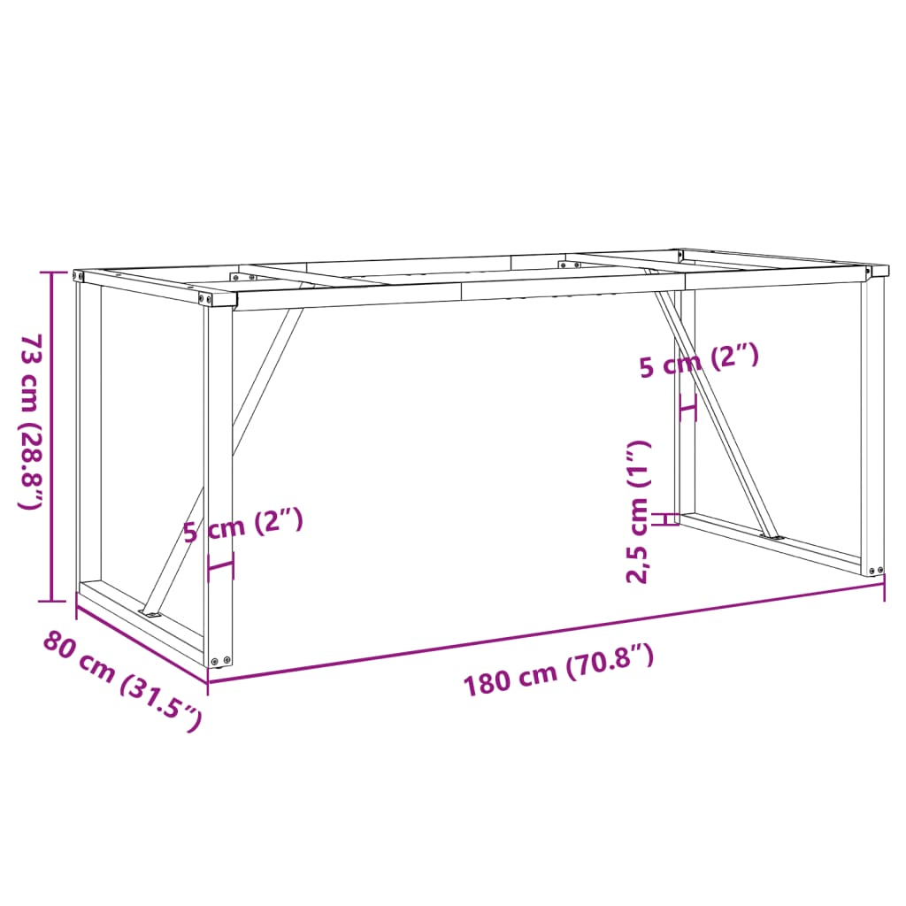 Telaio Gambe a O per Tavolo da Pranzo 180x80x73 cm in Ghisa 357889