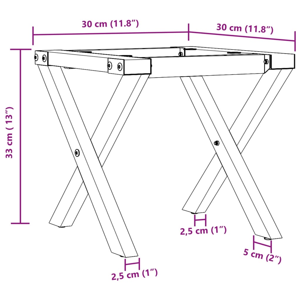 Telaio Gambe a X per Tavolino da Salotto 30x30x33 cm in Ghisa 357892