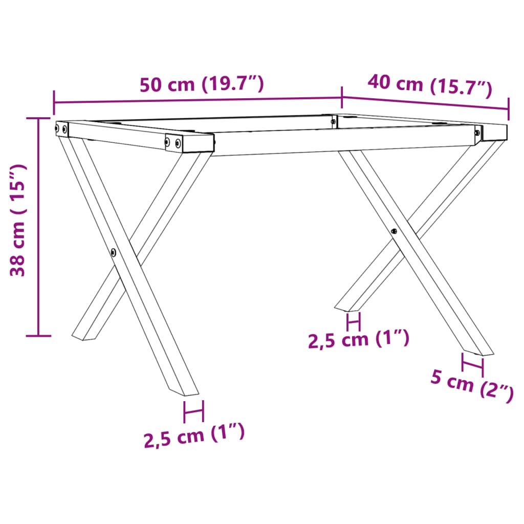 Telaio Gambe a X per Tavolino da Salotto 50x40x38 cm in Ghisa 357894