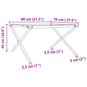 Telaio Gambe a X per Tavolino da Salotto 80x70x43 cm in Ghisa 357899