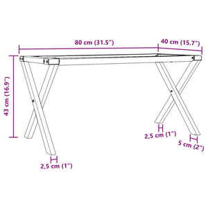 Telaio Gambe a X per Tavolino da Salotto 80x40x43 cm in Ghisa 357900