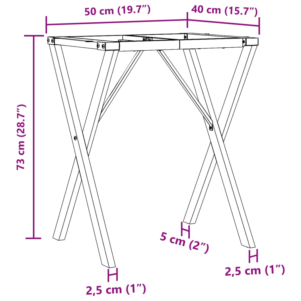 Telaio Gambe a X per Tavolo da Pranzo 50x40x73 cm in Ghisa 357904