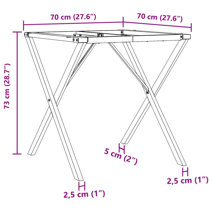 Telaio Gambe a X per Tavolo da Pranzo 70x70x73 cm in Ghisa 357908