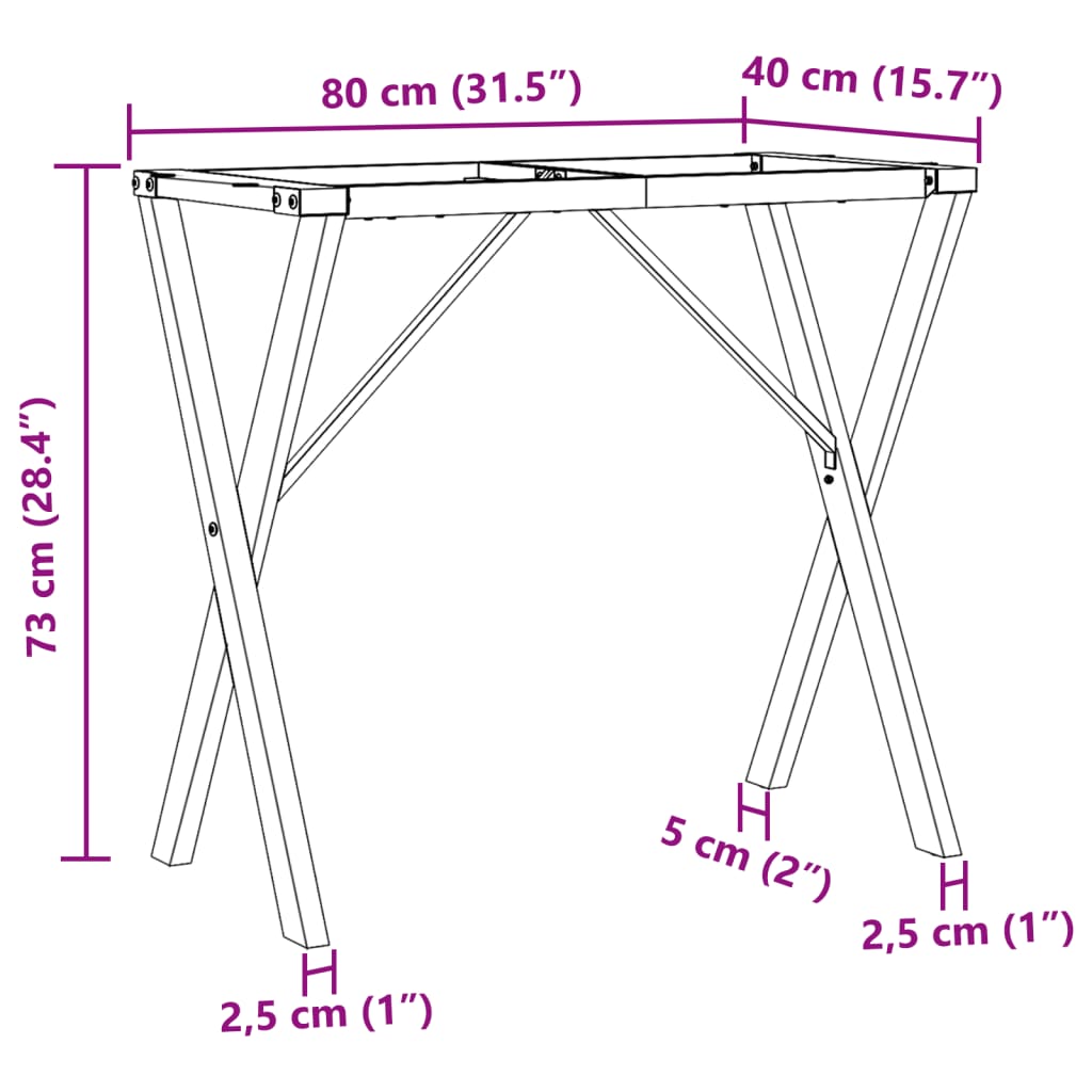 Telaio Gambe a X per Tavolo da Pranzo 80x40x73 cm in Ghisa 357909