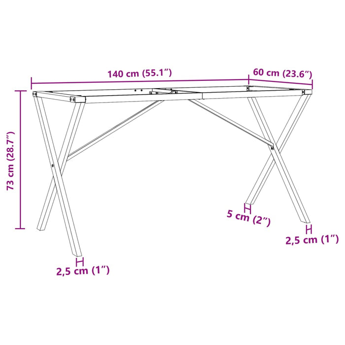 Telaio Gambe a X per Tavolo da Pranzo 140x60x73 cm in Ghisa 357911