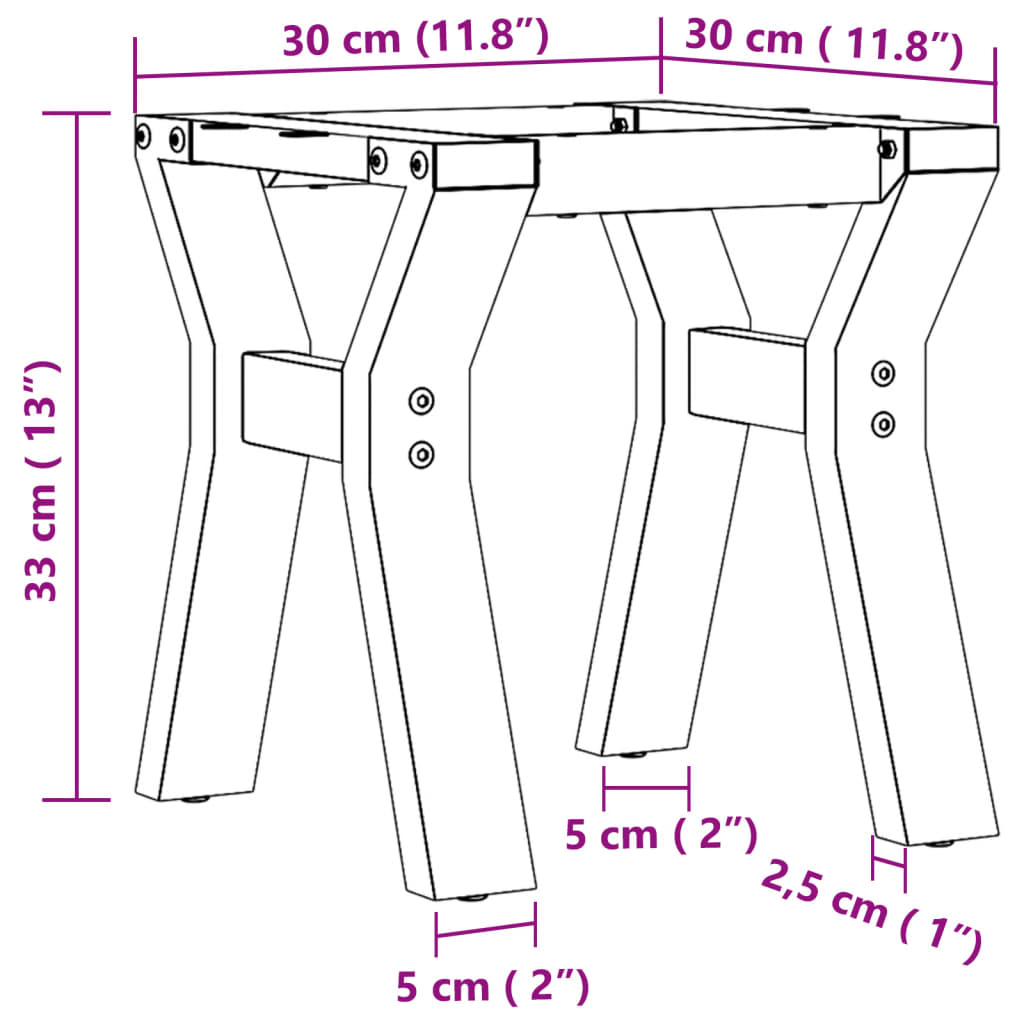 Telaio Gambe a Y per Tavolino da Salotto 30x30x33 cm in Ghisa 357916