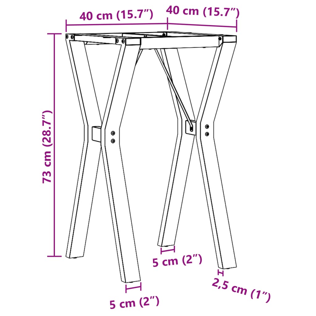 Telaio Gambe a Y per Tavolo da Pranzo 40x40x73 cm in Ghisa 357927