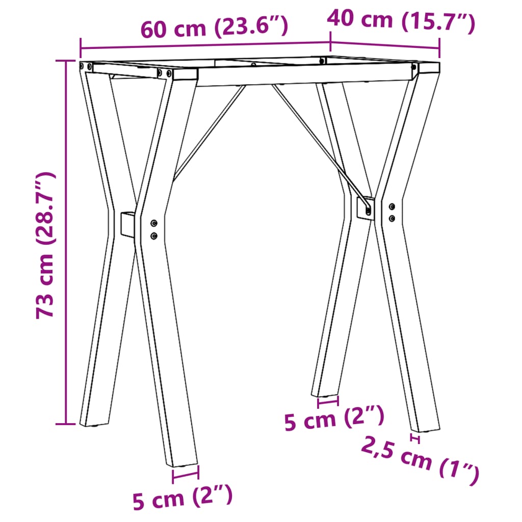 Telaio Gambe a Y per Tavolo da Pranzo 60x40x73 cm in Acciaio 357930