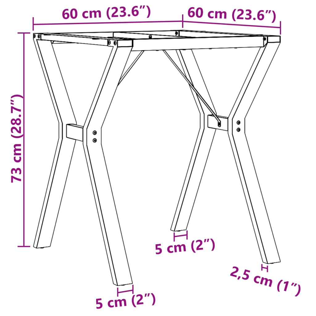 Telaio Gambe a Y per Tavolo da Pranzo 60x60x73 cm in Ghisa 357931