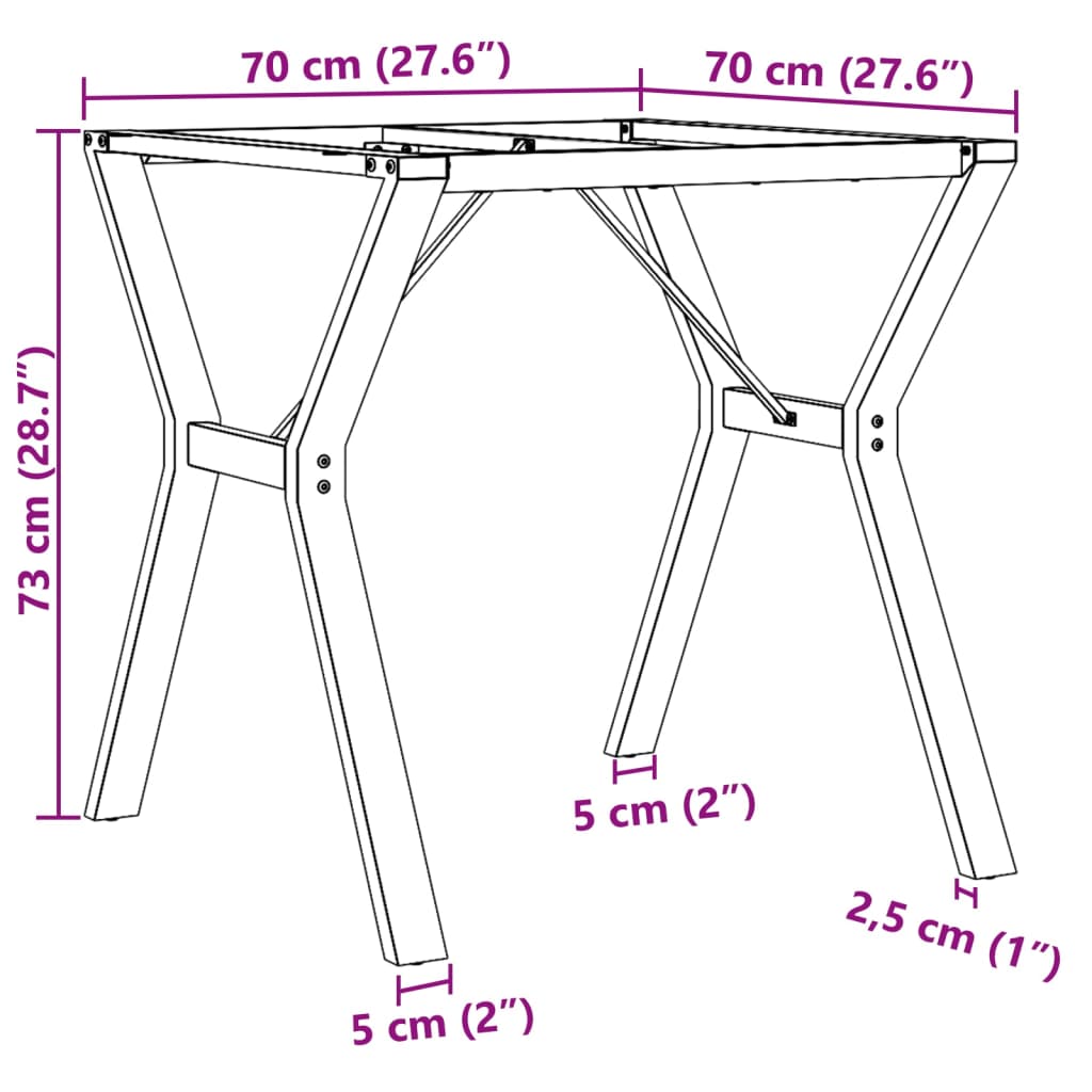 Telaio Gambe a Y per Tavolo da Pranzo 70x70x73 cm in Ghisa 357932