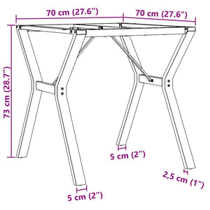 Telaio Gambe a Y per Tavolo da Pranzo 70x70x73 cm in Ghisa 357932