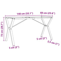 Telaio Gambe a Y per Tavolo da Pranzo 140x60x73 cm in Ghisa 357935