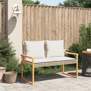 Panca da Giardino con Cuscino Beige Misto Polyrattan e Acacia 365863