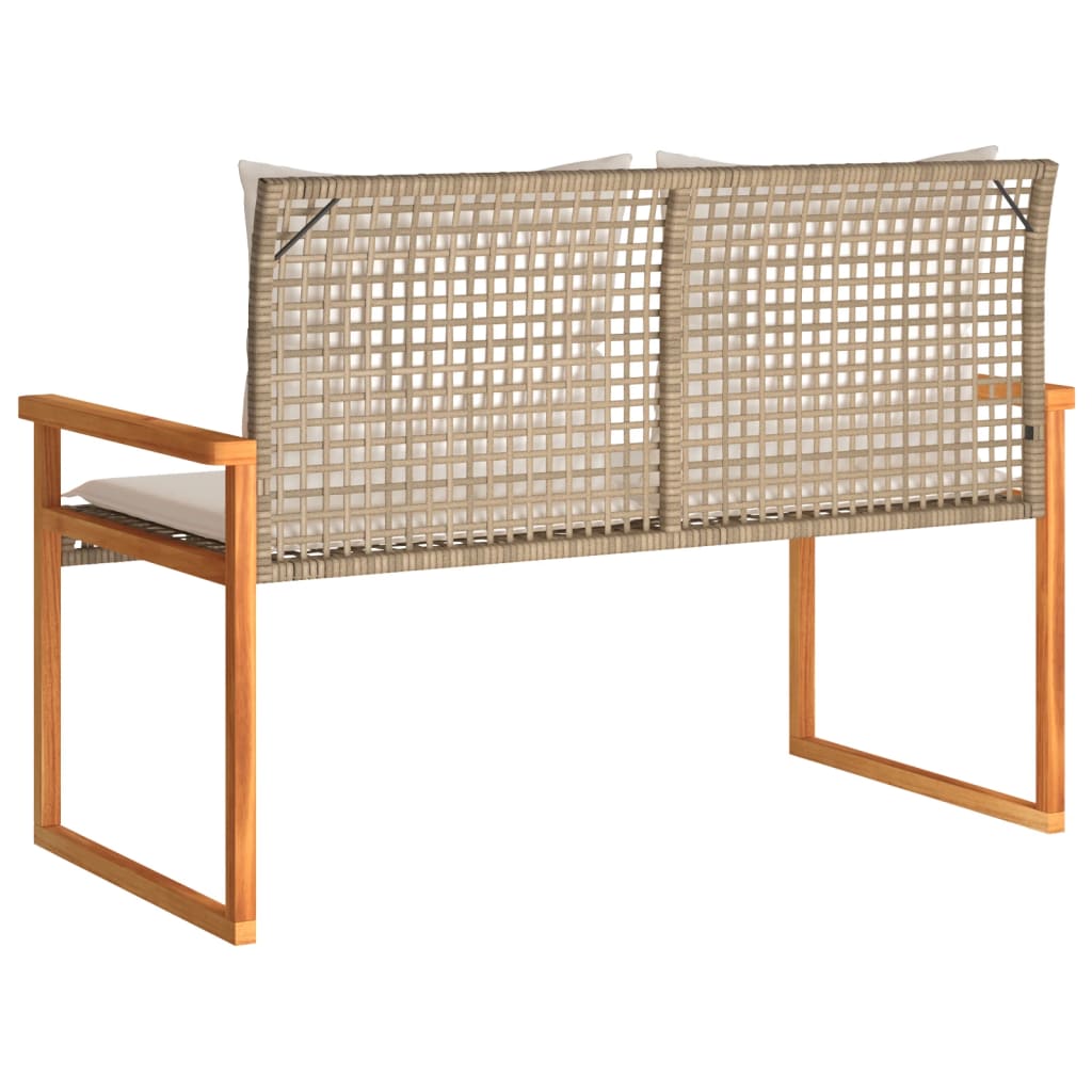 Panca da Giardino con Cuscino Beige Misto Polyrattan e Acacia 365863