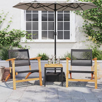 Tavolo da Giardino Nero 38x38x42cm in Polyrattan e Legno Acacia 365864