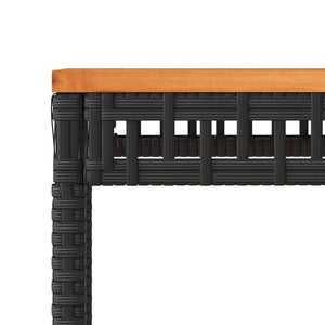 Tavolo da Giardino Nero 38x38x42cm in Polyrattan e Legno Acacia 365864