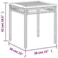 Tavolo da Giardino Nero 38x38x42cm in Polyrattan e Legno Acacia 365864