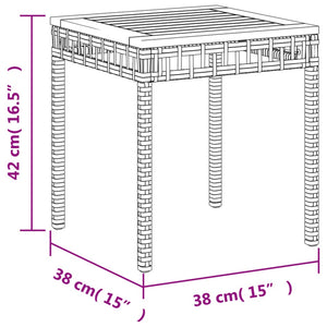 Tavolo da Giardino Nero 38x38x42cm in Polyrattan e Legno Acacia 365864