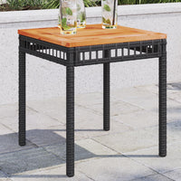 Tavolo da Giardino Nero 38x38x42cm in Polyrattan e Legno Acacia 365864