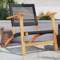 Sedie da Giardino 2pz Nere in Polyrattan e Legno di Acacia 365868