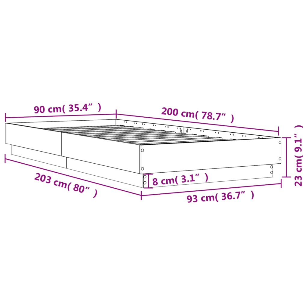 Giroletto Nero 90x200 cm in Legno Multistrato 839603