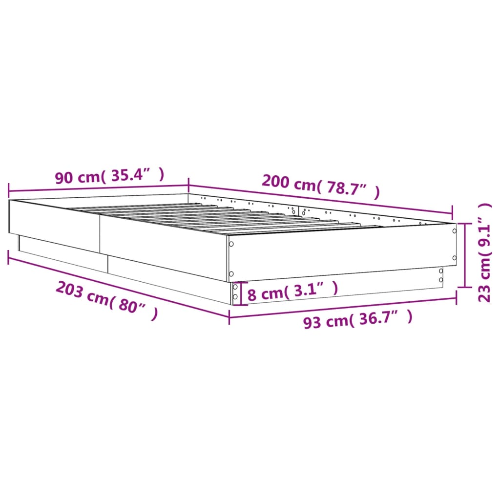 Giroletto Grigio Sonoma 90x200 cm in Legno Multistrato 839607