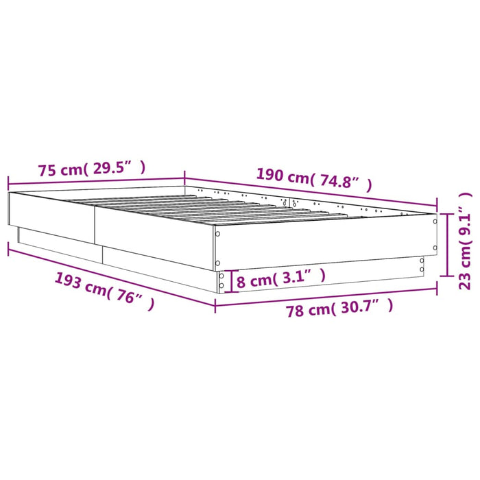 Giroletto senza Materasso Rovere Marrone 75x190cm in Truciolato 839643