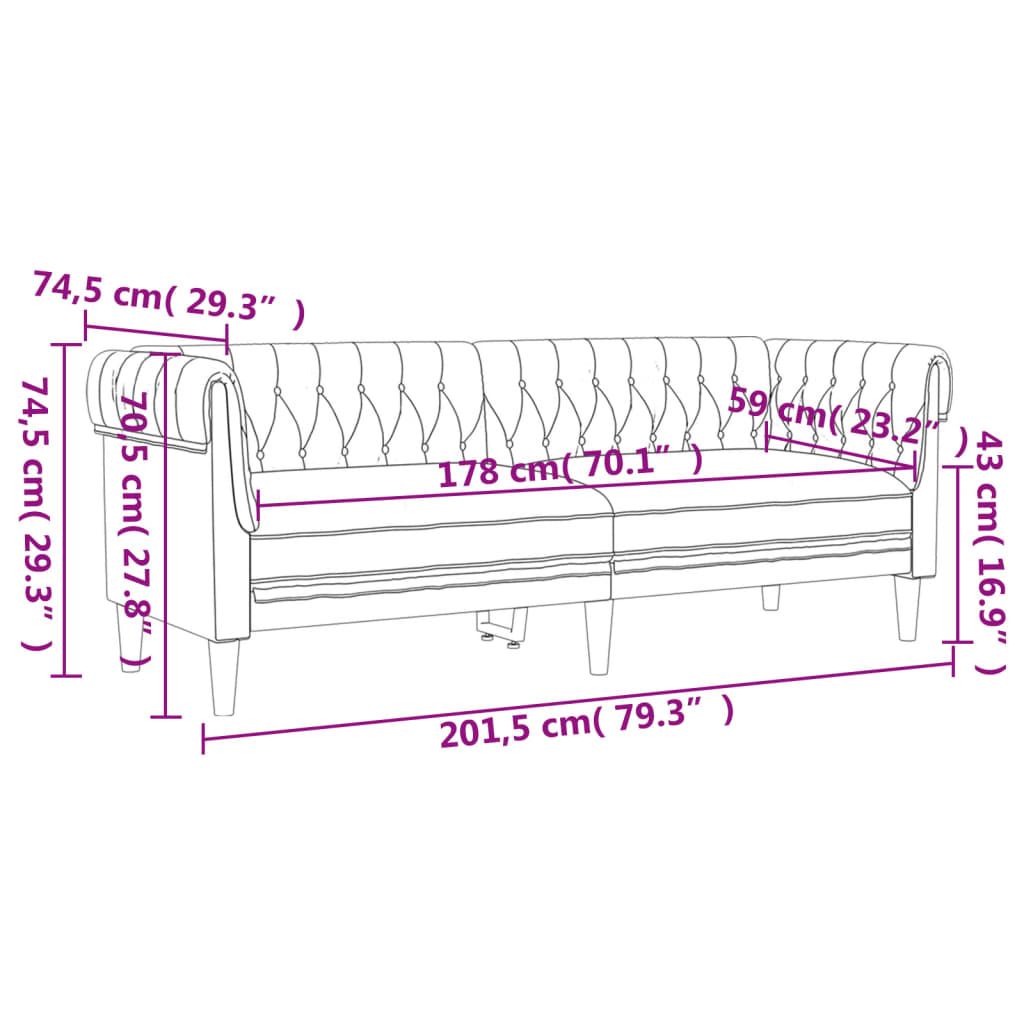 Set di Divani 3 pz Tortora in Tessuto 3209196