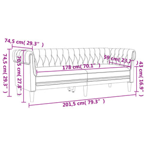 Set di Divani 3 pz Tortora in Tessuto 3209196