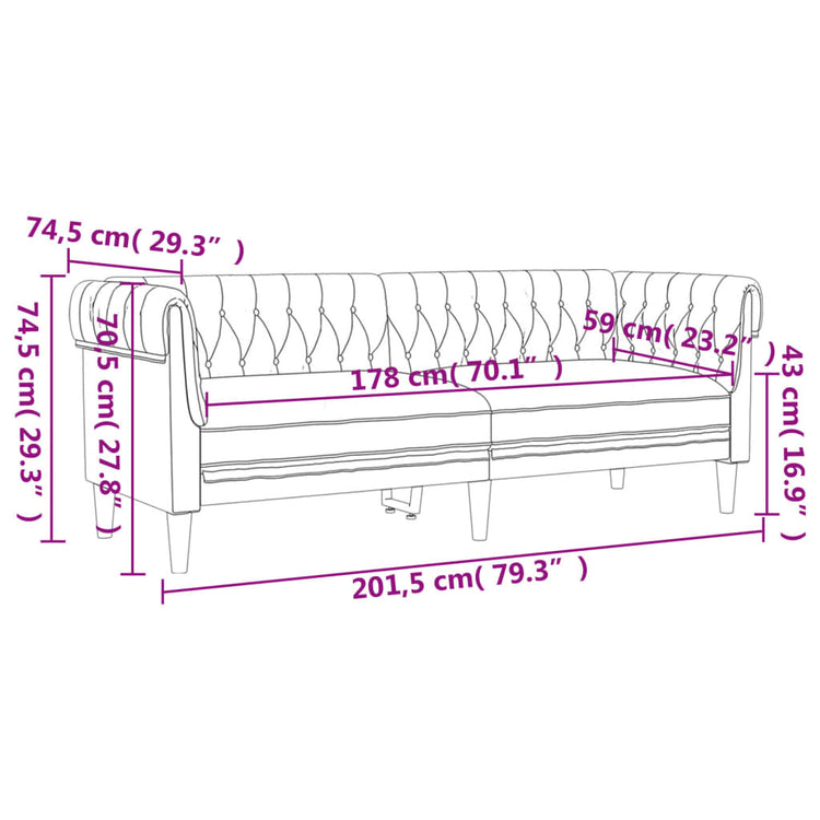 Set di Divani 3 pz Tortora in Tessuto 3209196