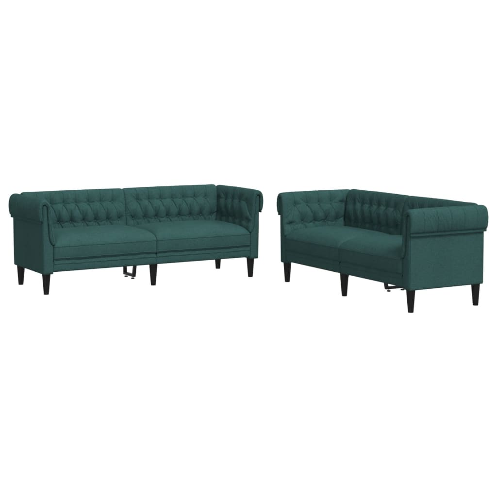 Set di Divani 2 pz Verde Scuro in Tessuto 3209204