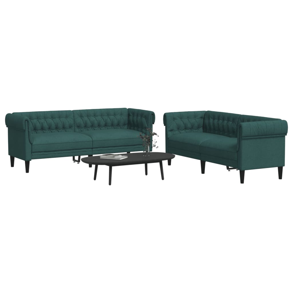 Set di Divani 2 pz Verde Scuro in Tessuto 3209204