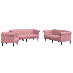 Set di Divani 3 pz Rosa in Velluto 3209212