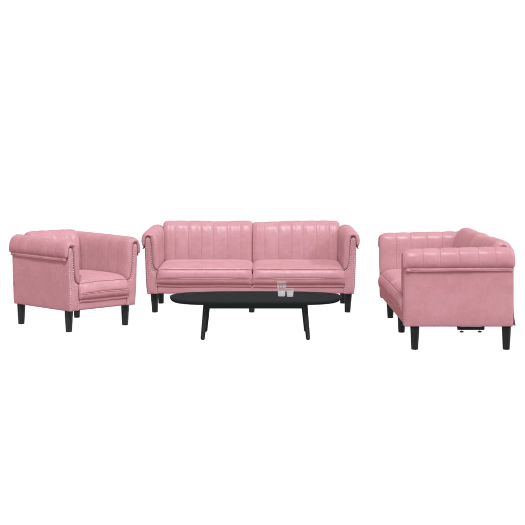 Set di Divani 3 pz Rosa in Velluto 3209212