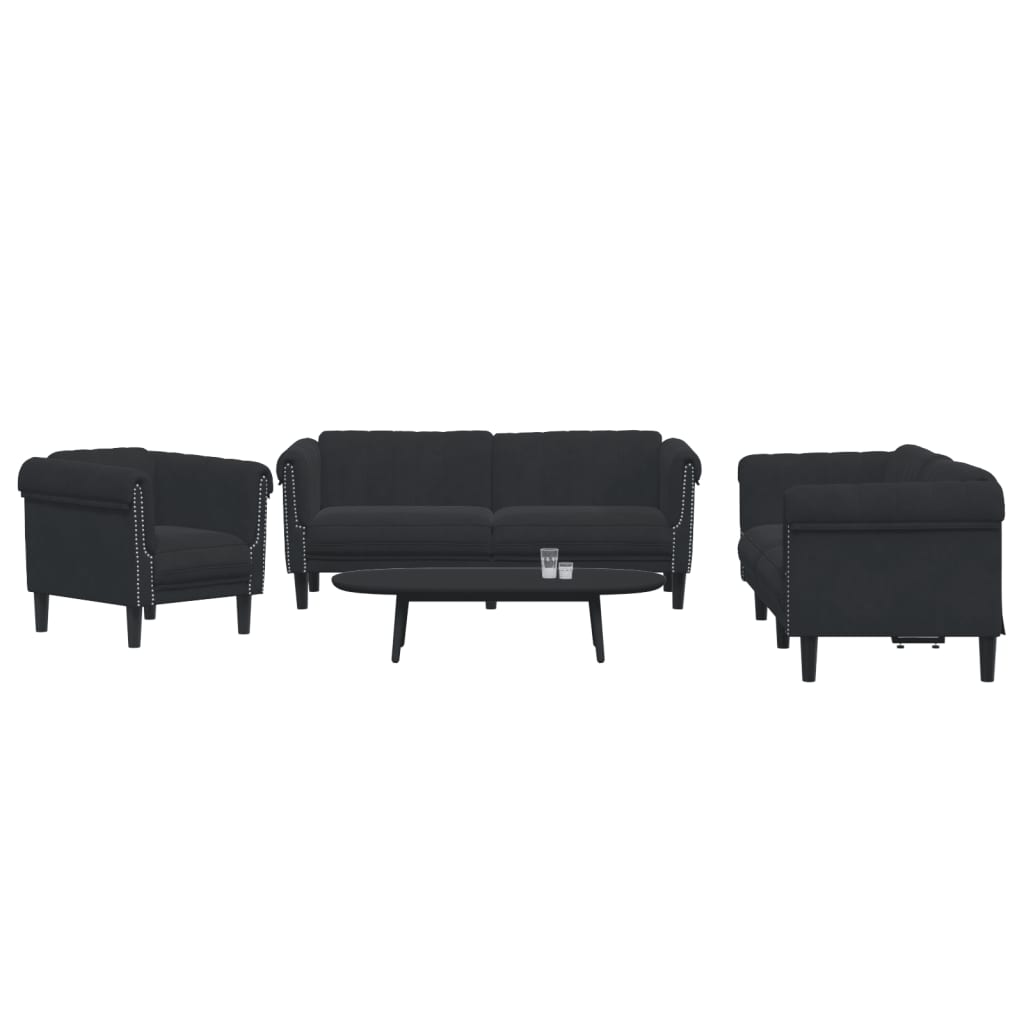 Set di Divani 3 pz Nero in Velluto 3209214